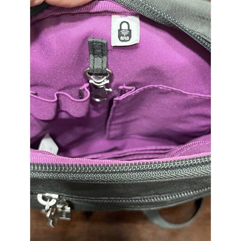 Baggallini Journey RFIDCrossbody Purse Travel Bag Small Dark Gray Purple Lining - Picture 7 of 15
